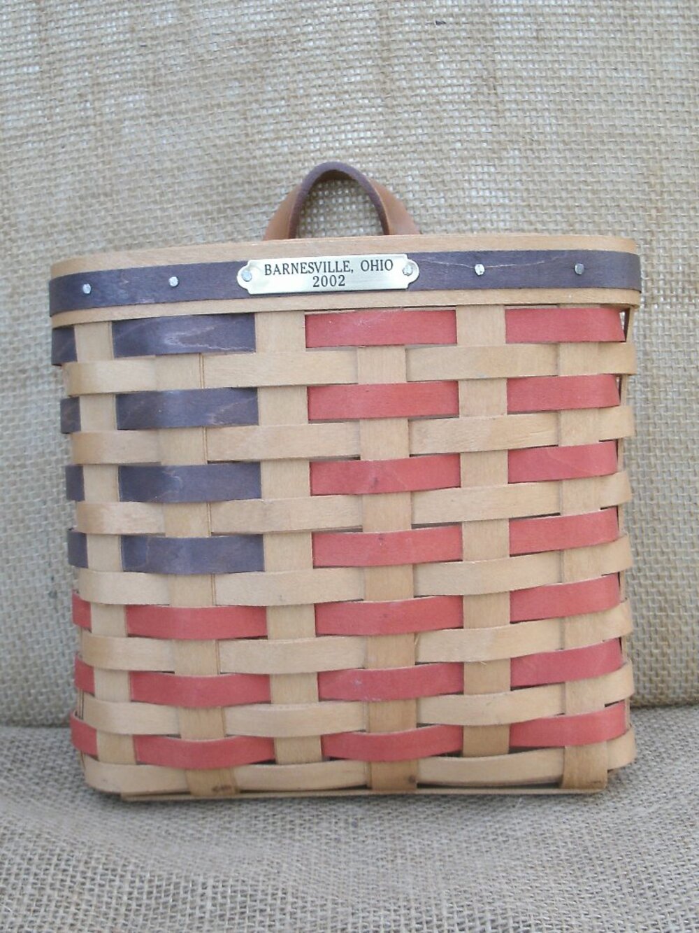 Mapletree 2002 Handwoven Patriotic Mail Wall Basket Zanesville Ohio